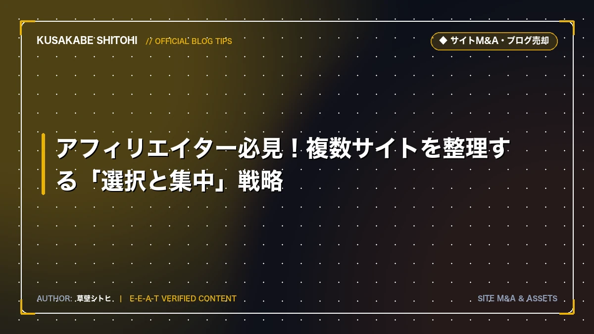 アフィリエイター必見！複数サイトを整理する「選択と集中」戦略